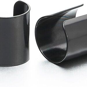 2pcs Black Stainless Steel Clip-On Ear Cuffs - Non-Piercing Earrings for All